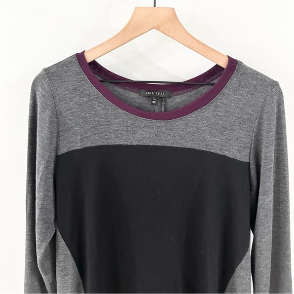Hail3y:23 Purple & Gray Colorblock Button Back Tunic Size Large - Picture 2 of 5